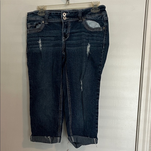 Dark Blue Women's Jean Capris - Picture 1 of 5